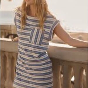 NEW SUNDRY muscle tee dress in harbor stripe blue-Small-NWT